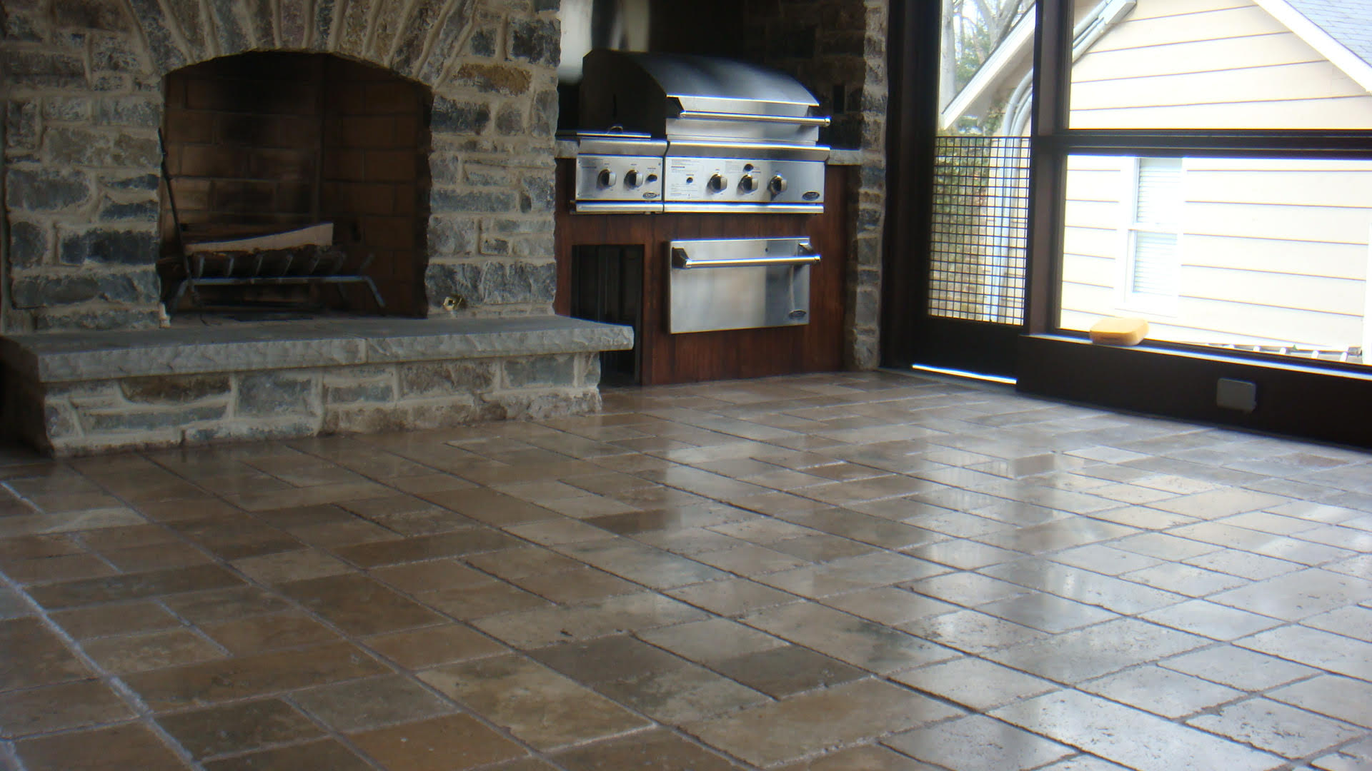 Outside patio makeover with bbq and fireplace