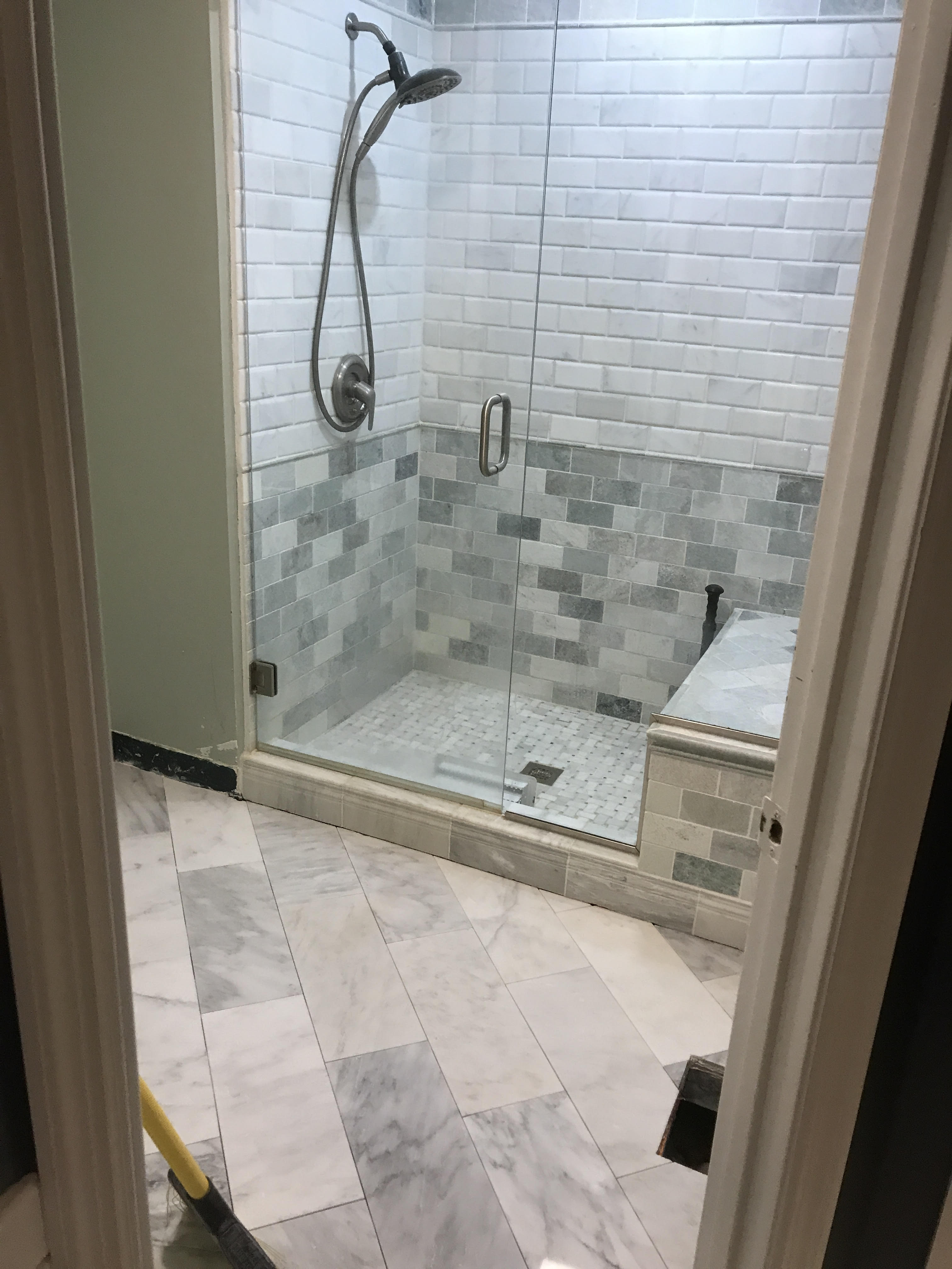 Modern shower with custom seating area