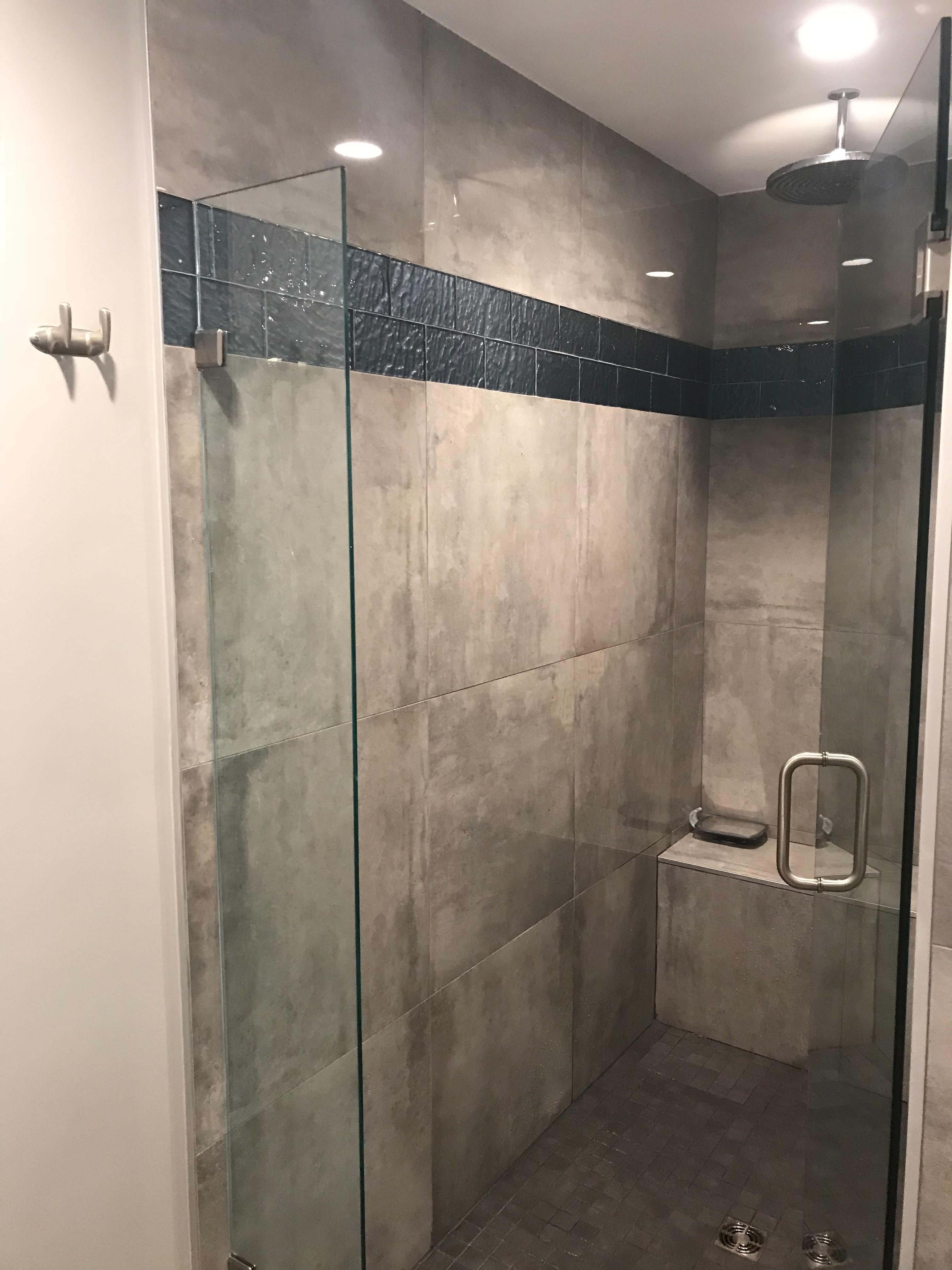 Shower with glass door opening